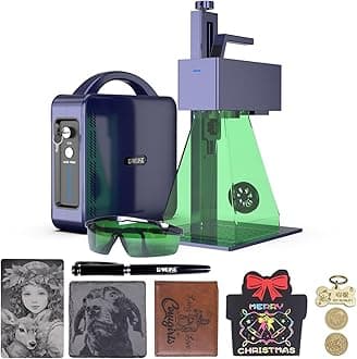 GWEIKE G2 20W Fiber Laser Engraver, 15000mm/s Speed Portable Laser Marking Machine, 110x110mm Working Area, Desktop Handheld 2-in-1 Laser Engraver Machine for Jewelry, Leather, Dog Tags, Metal