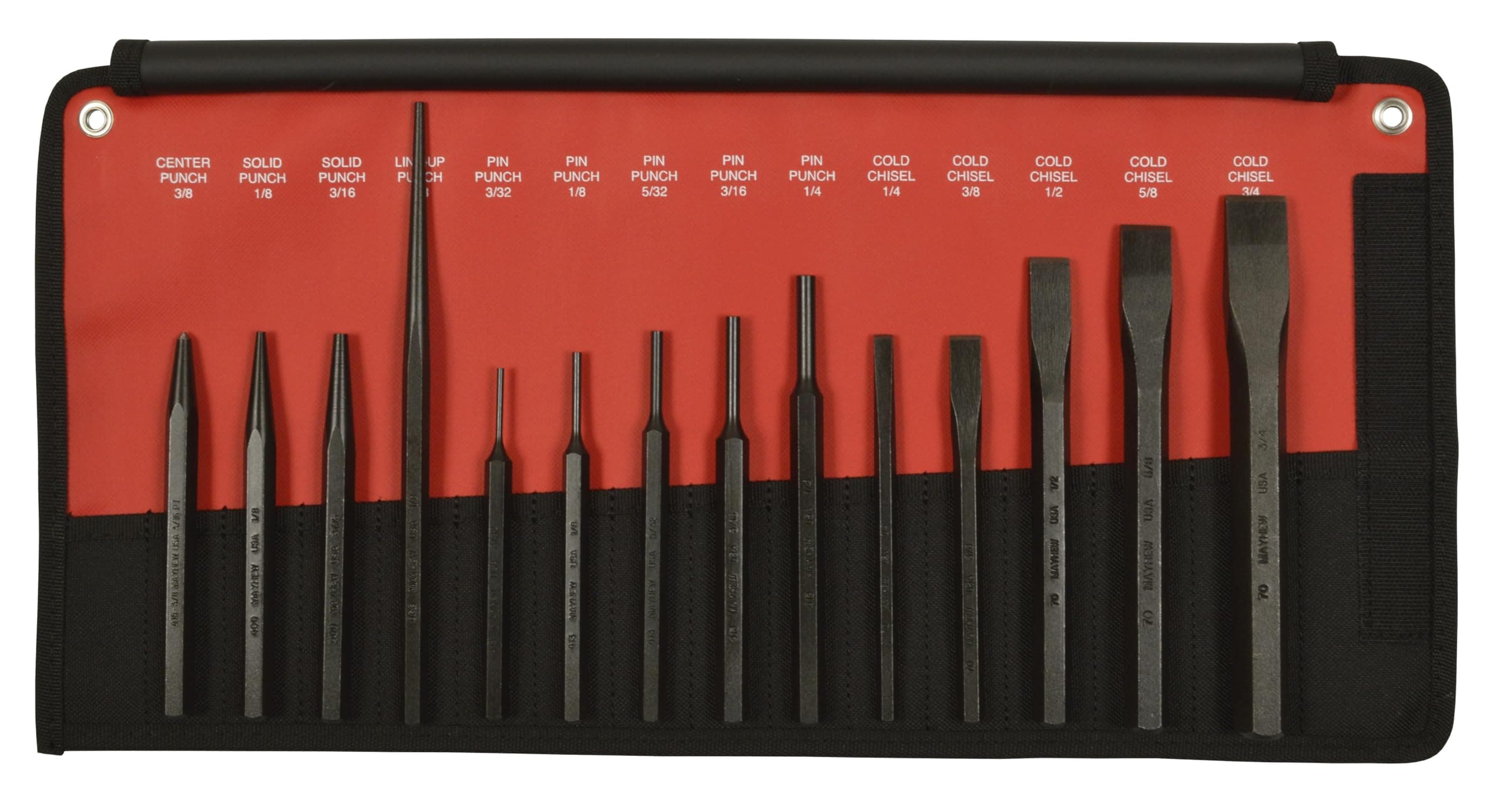 Mayhew Tools 61044 Punch and Chisel Kit, 14-Piece