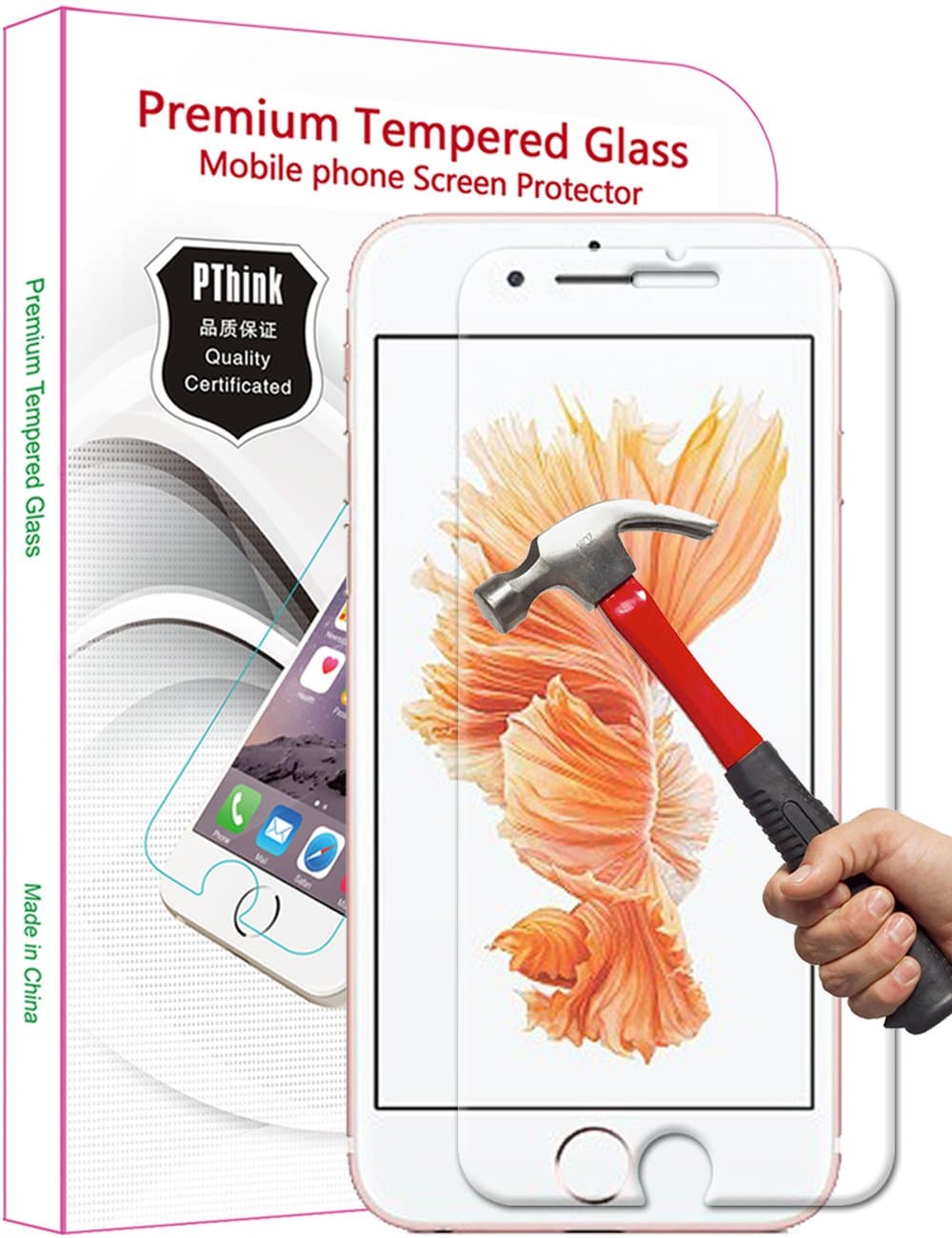 PThink 2.5D Round Edge 0.3mm Ultra Slim Nano Tempered Glass Screen Protector for iPhone 6 4.7 inch with 9H Hardness/Anti-scratch/Fingerprint resistant (iPhone 6 (4.7 inch ONLY))