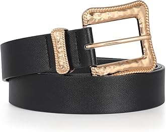 JASGOOD Plus Size Women's Leather Belt for Jeans Pants, Fashion Ladies Waist Belt with Gold Buckle