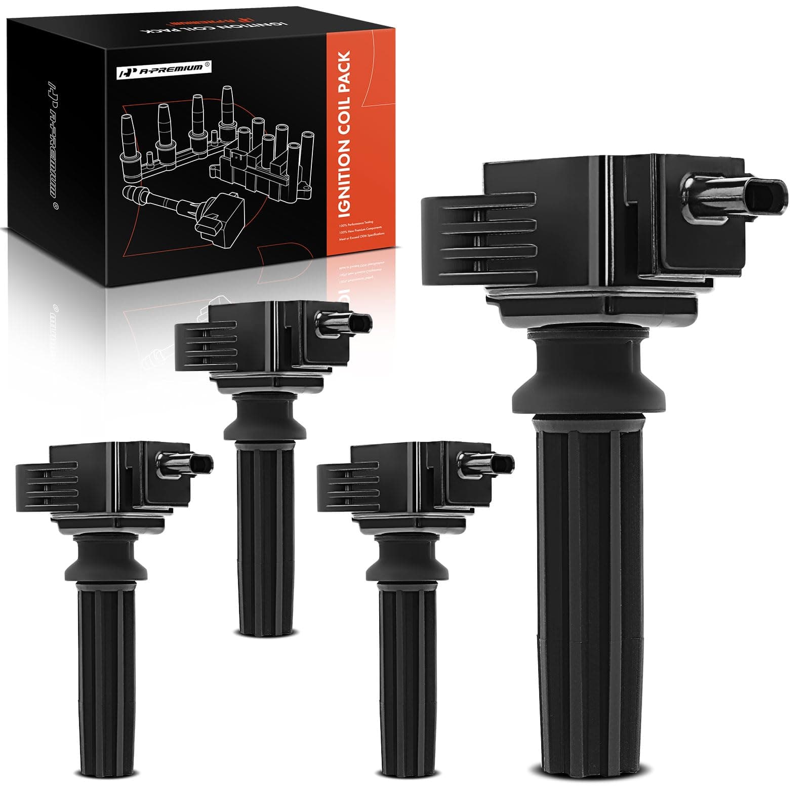 4PCS Ignition Coil Packs Compatible with Ford, Lincoln, Jaguar & Land Rover Vehicles - [2.0L 2.3L 2.5L] - Explorer 2013-2019, Focus 2012-2018, Fusion 2013-2020, MKC 2015-2019, LR2 2013-2015