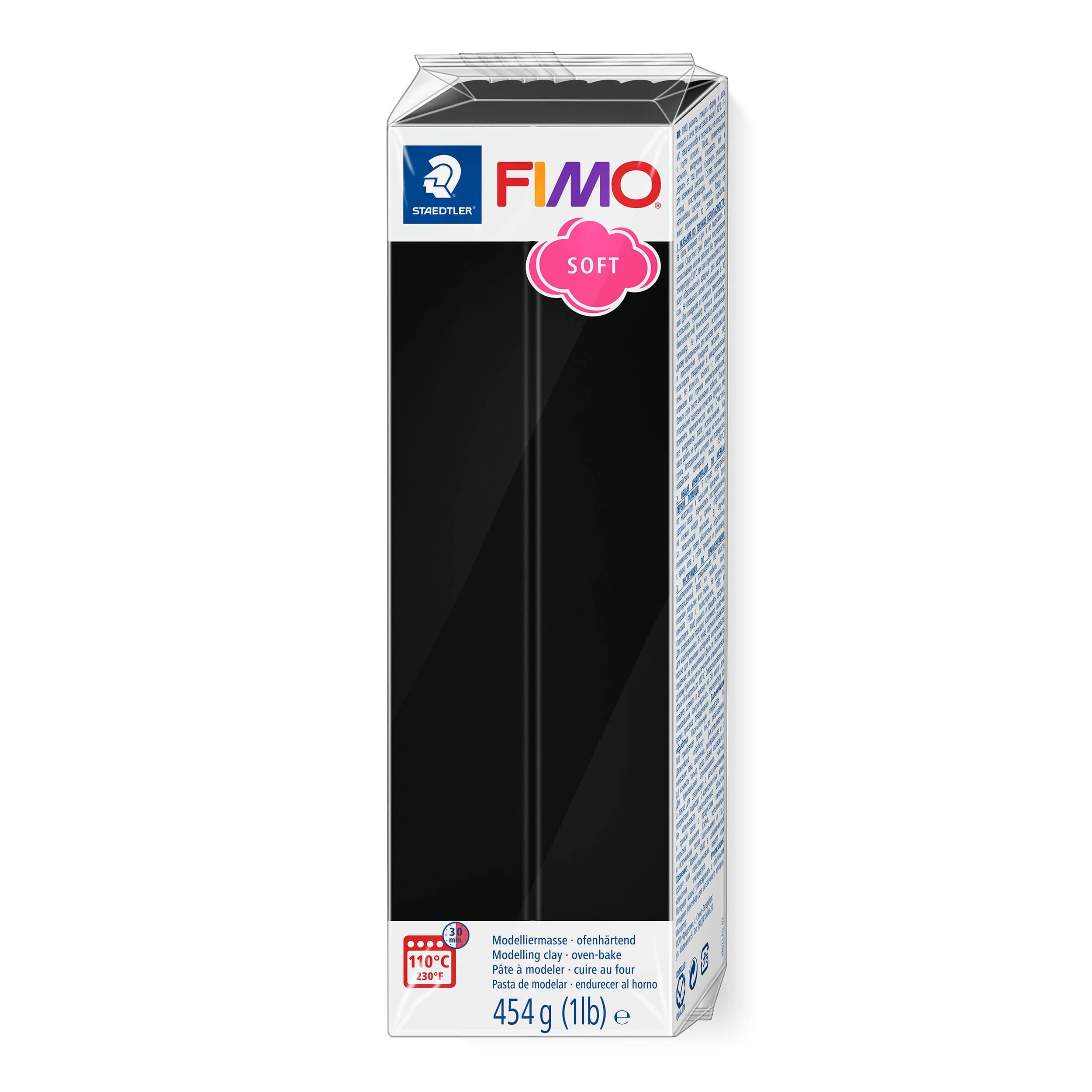 FIMO Soft Polymer Clay - -Oven Bake Clay for Modeling, Kids, Jewelry, Sculpting, 1 lb Block, Black 8021-9
