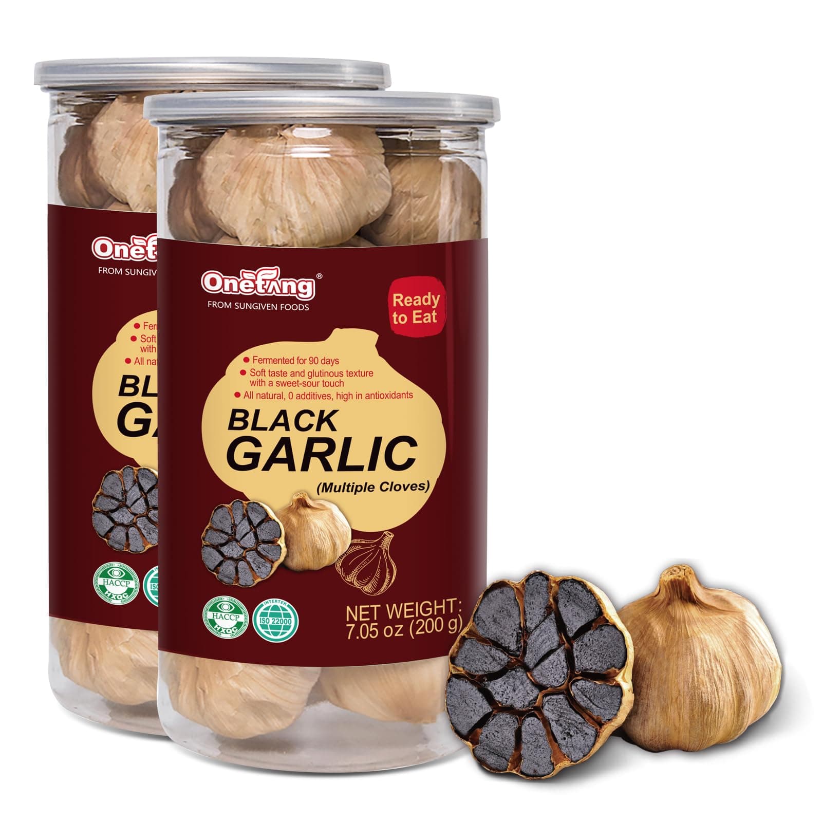 Black Garlic 7.05 Oz (200g.), Multiple Black Garlic Fermented for 90 Days, Super Foods, Non-GMO, Non-Additives, High in Antioxidants, Ready to Eat for Snack Healthy, Healthy Recipes(Pack of 2)