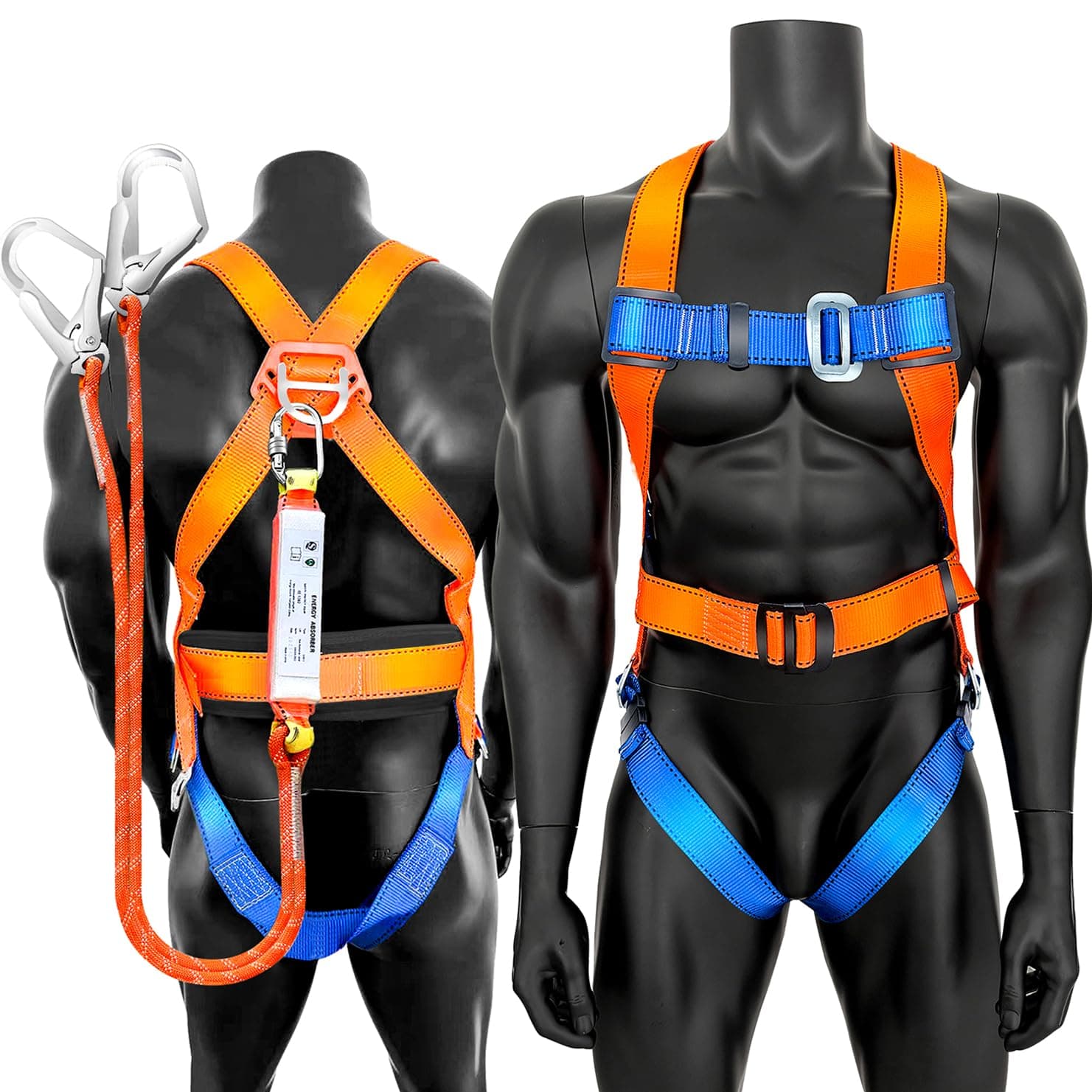 Heywood Full Body Safety Harness Tool Fall Protection with 5D-Rings and Waist Belt,Universal Personal Protective Equipment (A)