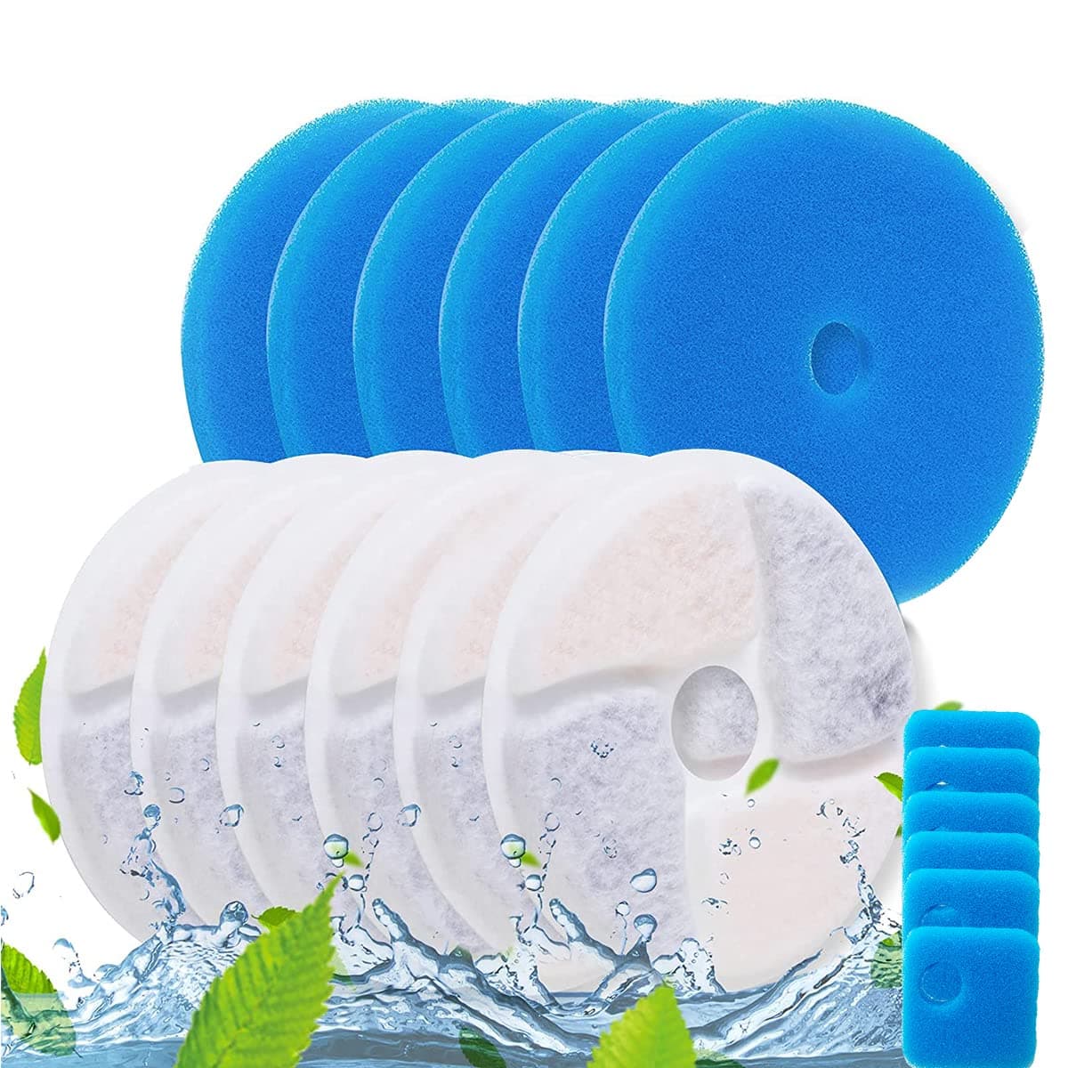 6 Pack Cat Water Fountain Filter, 4.1 Inch Diameter, Triple Filtration, Replace Every 2-4 Weeks