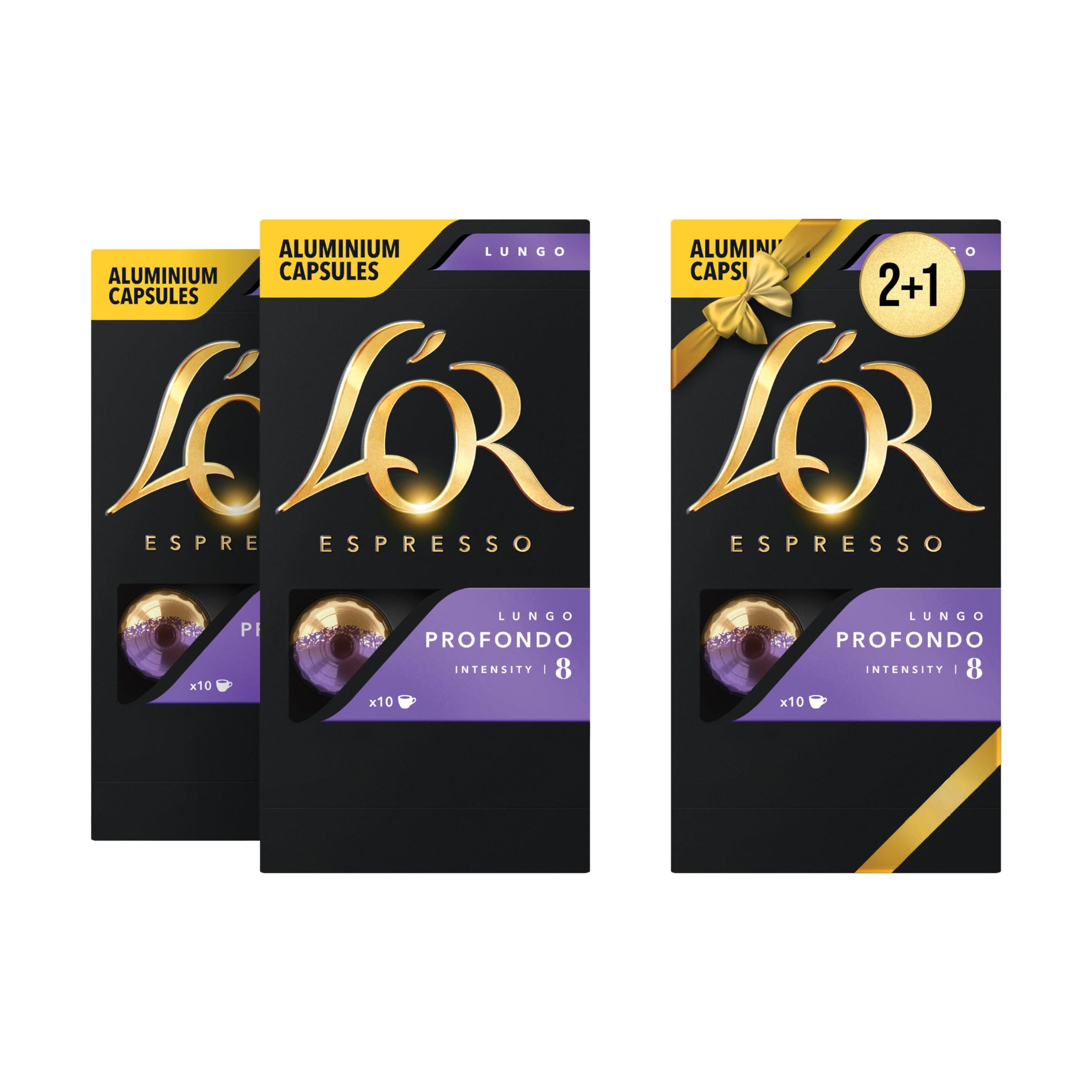L'OREspresso Lungo Profondo Intensity 8 Coffee Capsules Pack of 2+1