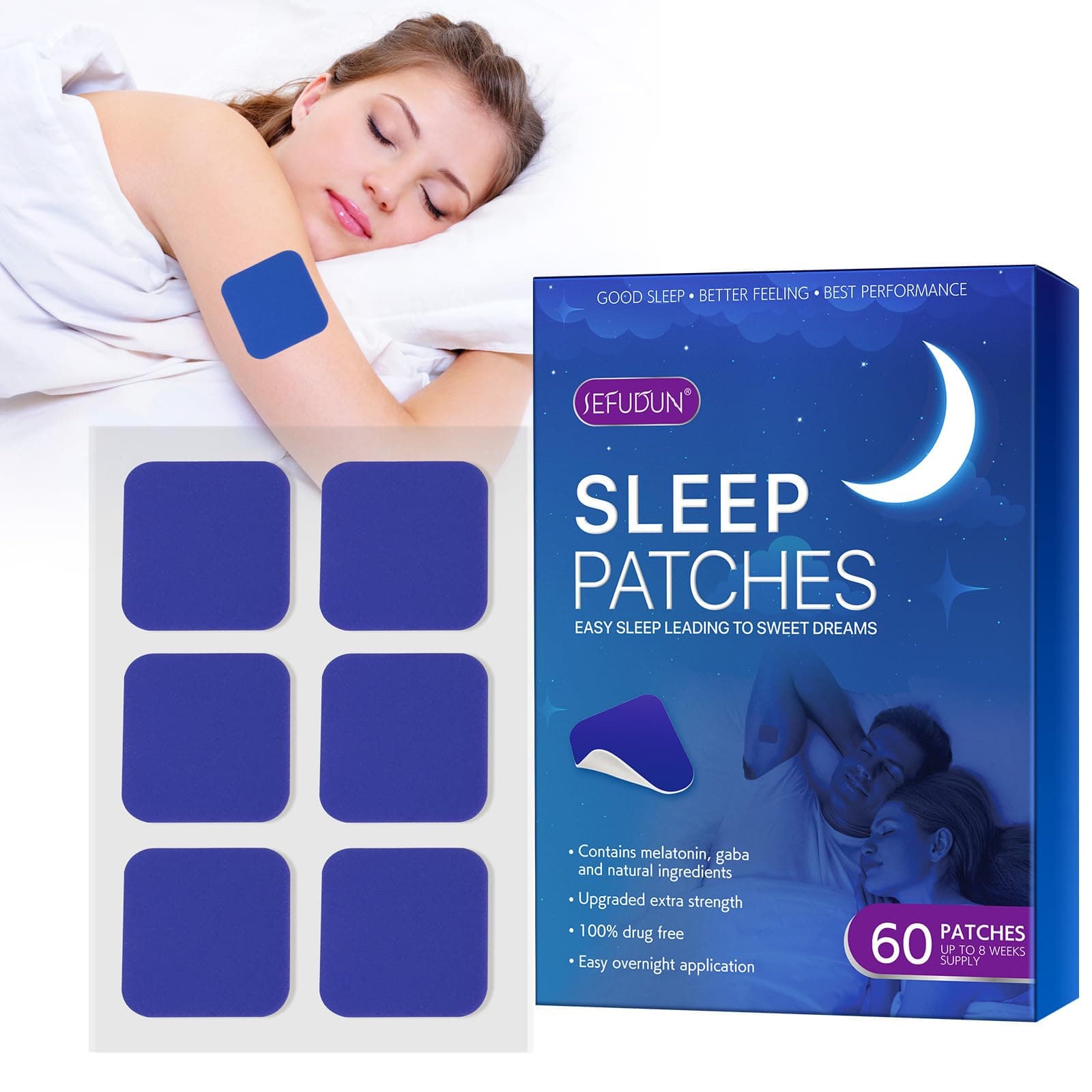 Sleep Patch Easy To Apply Overnight Application 60 Counts Reduce Stress Deep Sleep Patches for Better Sleep for Light Sleepers