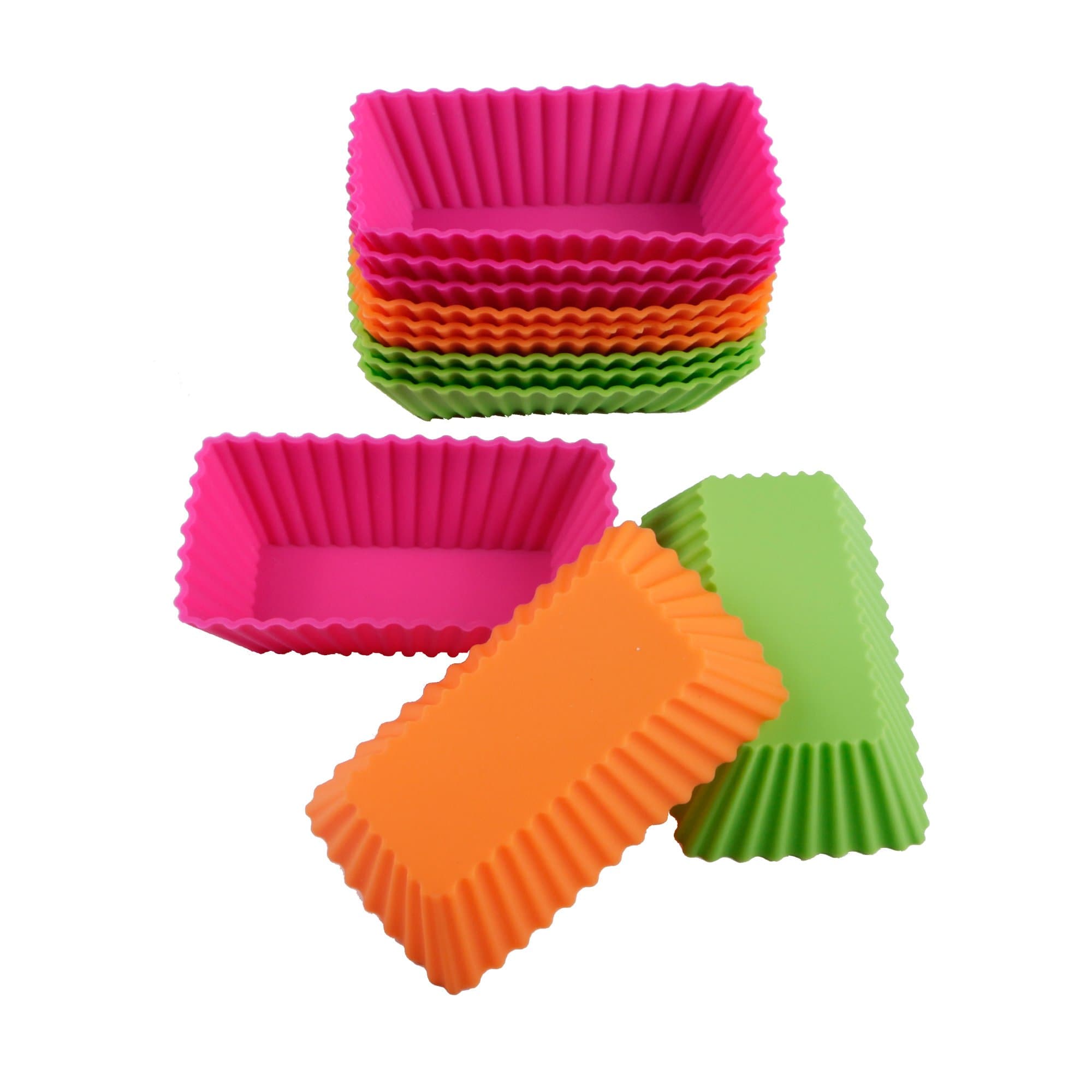 webake12-Pack 4.3 Inch Jumbo Silicone Cupcake Liners Thicken Non-stick Small Loaf Pan (Rectangle)