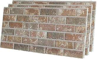 IZODEKOR 3D Wall Panels Brick Effect - Cladding, Stone Look, Styrofoam Facing for Living Room, Kitchen, Bathroom, Balcony, Bedroom and Back of Counter | Mocha Royal (3 x Panels) | Covers 16 sq ft