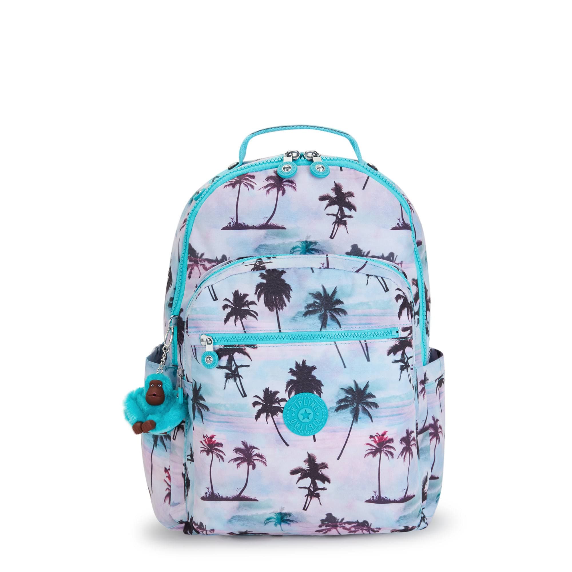 Kipling Seoul Large Metallic 15" Laptop Backpack, Shadow Palm Prt, 13.75''L x 17.25''H x 8''D, Women's Seoul 15" Laptop Backpack, Durable, Roomy With Padded Shoulder Straps, Built-in Protective Sleeve