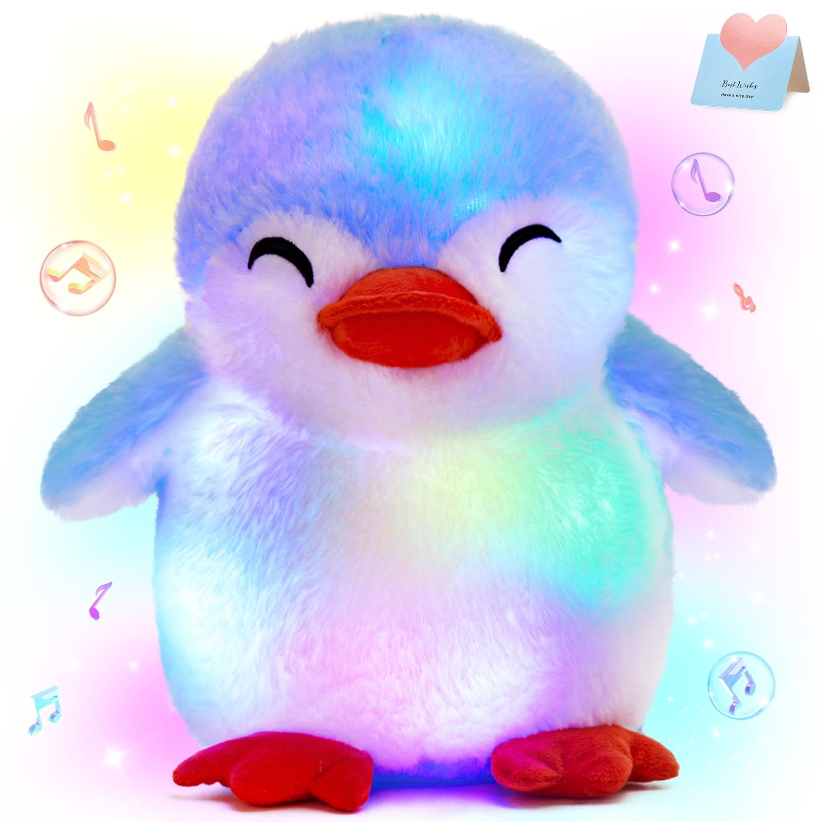 Glow Guards 12'' Musical Light up Penguin Stuffed Animal,Soft Penguin Plush Toy with LED Night Lights &Nursery Songs,Birthday Children's Day Hoilday Gift for Toddler Kids