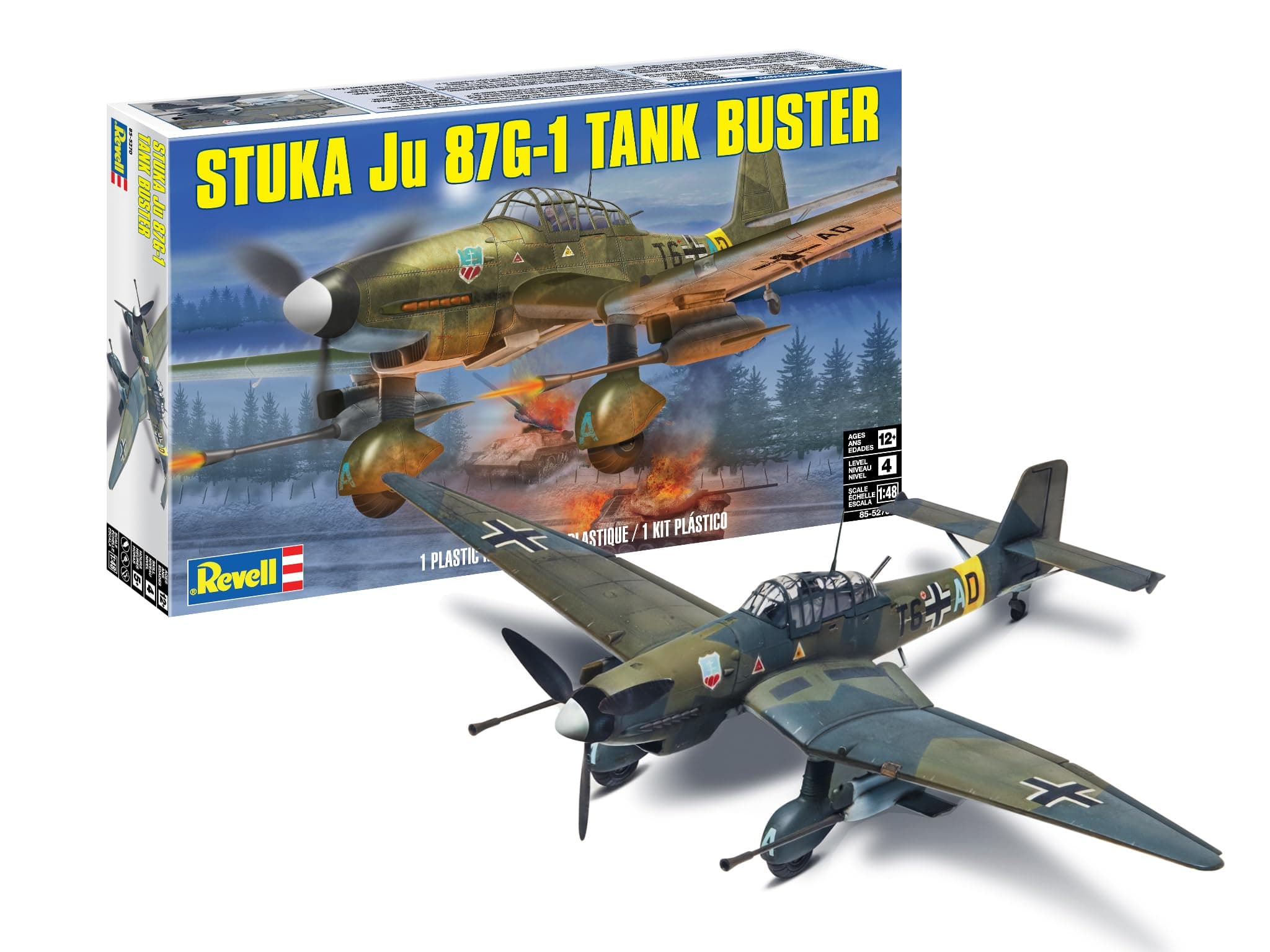 Stuka Ju 87G-1 Tank Buster Plastic Model Kit, 144 months to 1188 months, Clear,Grey