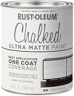 Rust-Oleum Linen White Chalked All-in-One Ultra Matte Paint | One Coat Coverage | No Primer, Sanding, Or Topcoat Needed | Easy Clean Up | Made in USA | 30 OZ