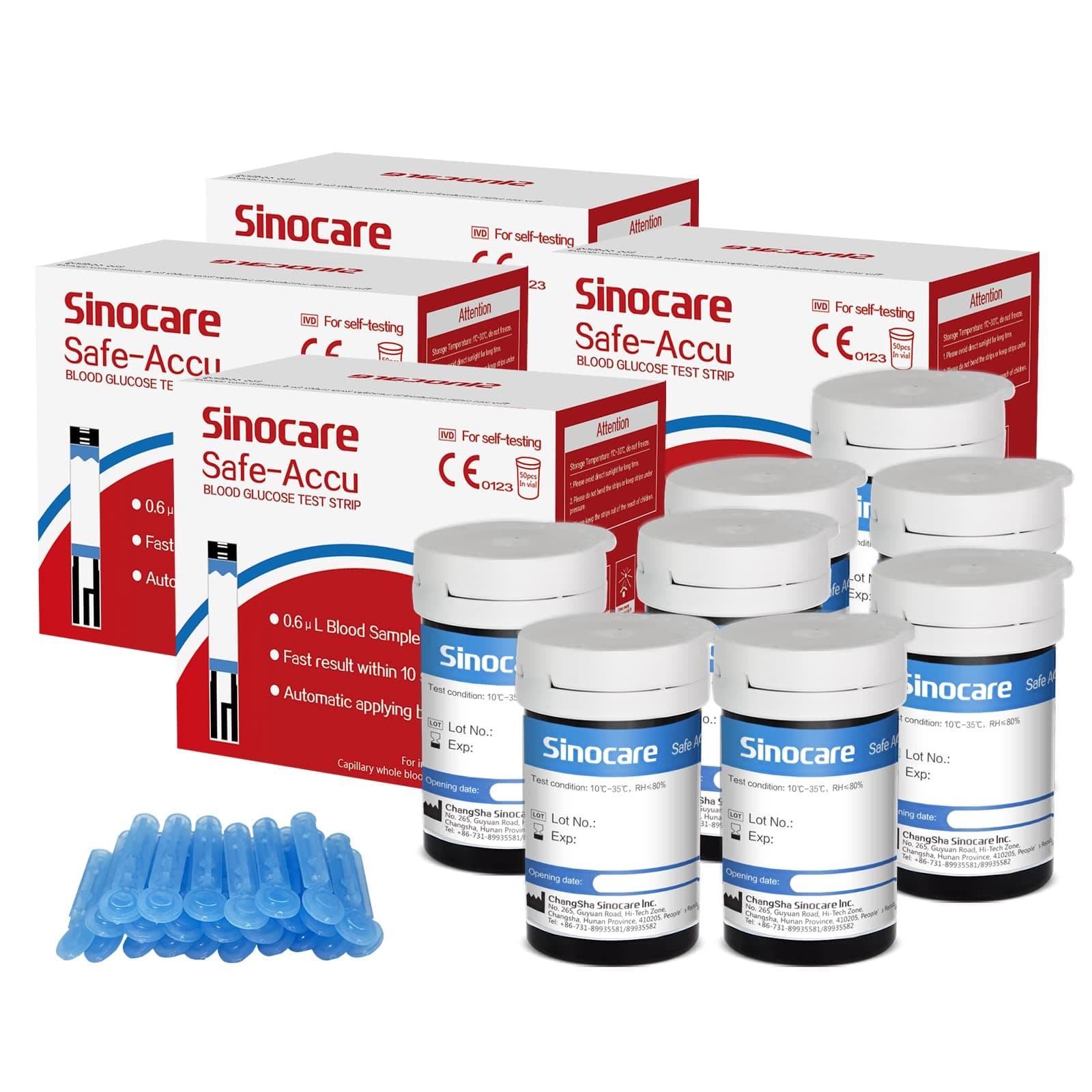 Sinocare Blood Glucose Test Strips x 200 Only for Safe Accu Blood Glucometer
