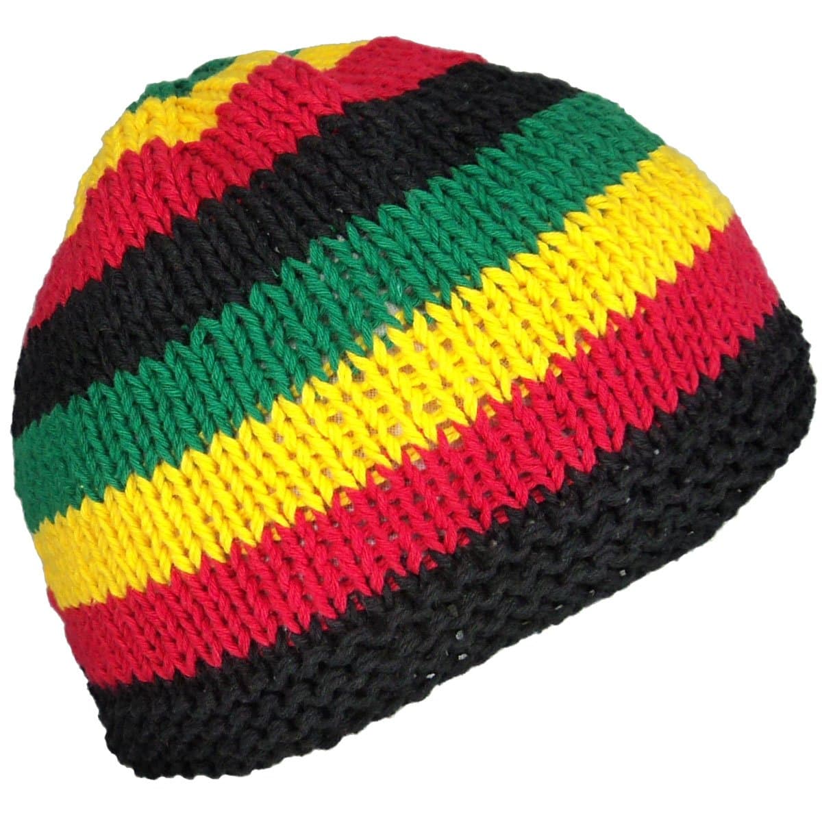 Handmade Crochet Knit Short Beanie Multicoloured Rasta 202