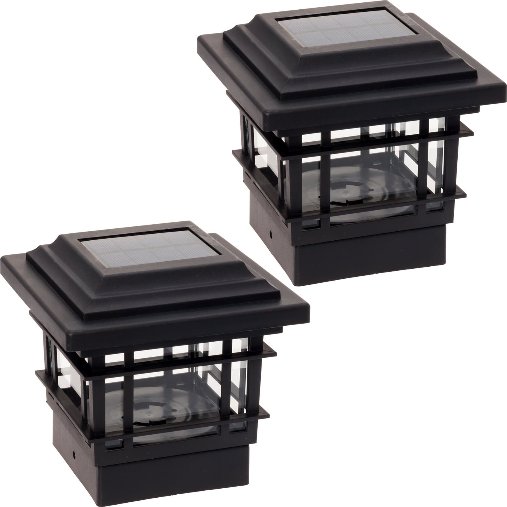 GreenLighting 2 Pack Contemporary High Lumen Plastic Solar Post Cap Lights for 4x4 Wood Posts (Black)