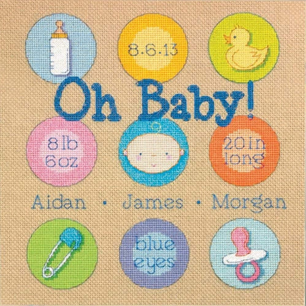 DimensionsNeedlecrafts Counted Cross Stitch Kit, Baby Dots Birth Record