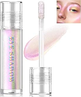 Liquid Glitter Eyeshadow, Shimmer Chameleon Holographic Metallic Multichrome Highlighter, Long Lasting Waterproof White Purple Eye look, Sparkling Quick Dry Face Eye pigmented Makeup 04