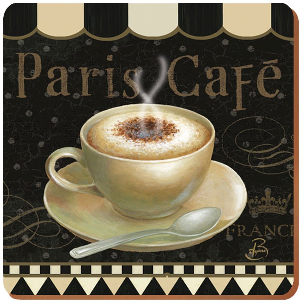 Set of 6 Paris Cafe Cork Backed Coasters
