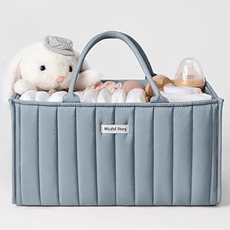 Blissful Diary Baby Diaper Caddy Organizer, Stylish Storage Basket for Newborn Essentials and Diaper Station, Gift for Baby Shower and Registry Must-Have, Dusty Blue