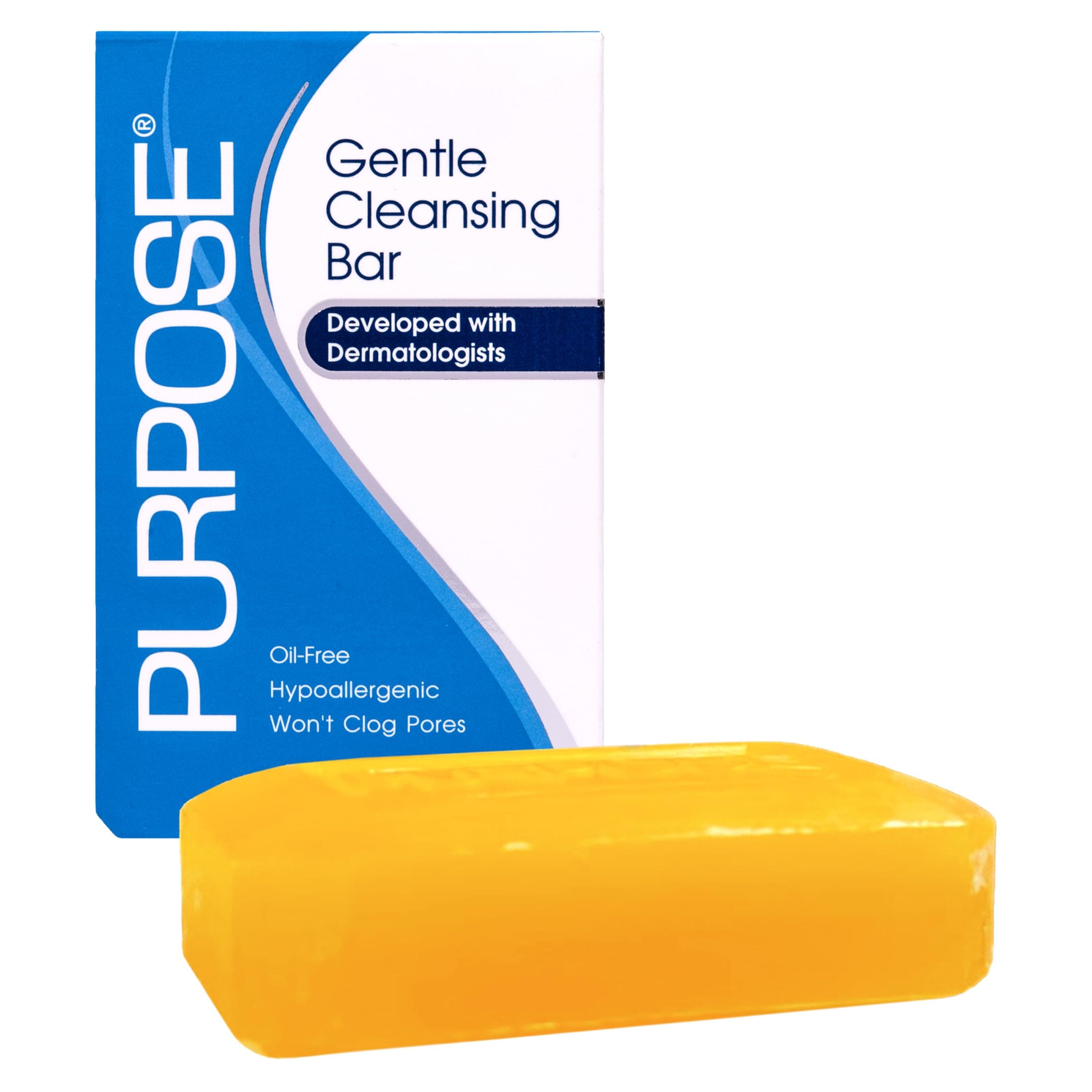 PURPOSE Gentle Cleansing Bar, Developed with Dermatologists, Clinically Shown To Be As Gentle As Water, All Skin Types, For Sensitive & Dry Skin, Oil-free, Hypoallergenic, Sulfate-Free, 6 oz Bar