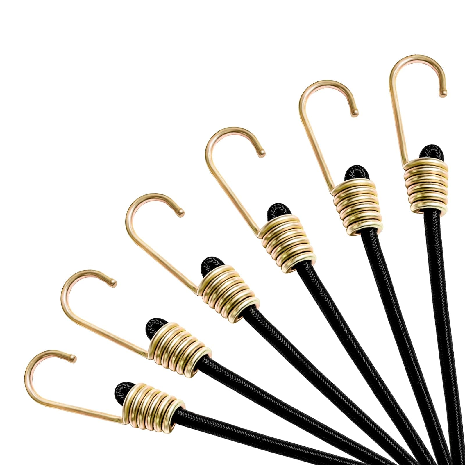 36" Bungee Cords with Hooks,10mm(6 Pack) Bungee Cord Assortment Metal Hooks, Multi-Purpose Bungee Cords Heavy Duty Outdoor, Strong Bungee Straps for Various Cargoes, Weatherproof & UV