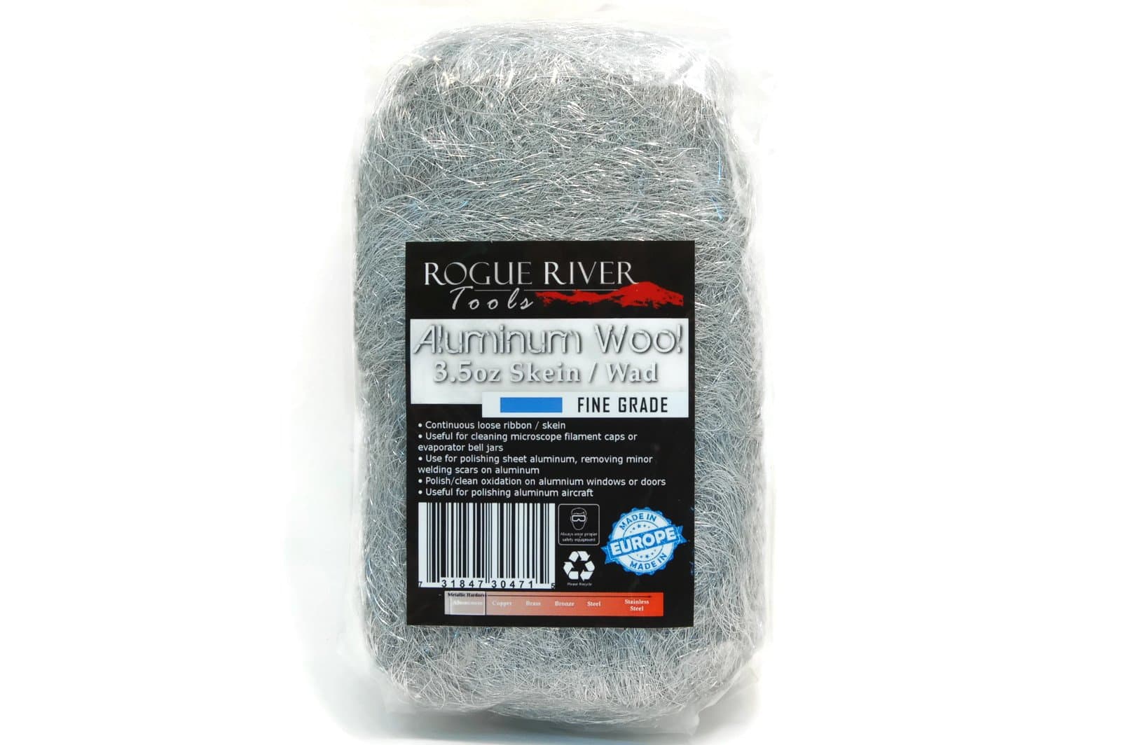Rogue River Tools Aluminum Wool (FINE Grade) - 3.5oz Skein/Wad - . Soft clean and polish! Pure Aluminum