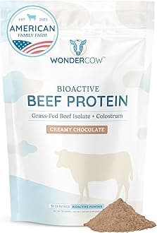 Beef Protein Isolate Powder w/Bovine Colostrum Supplement | Clean, 100% Grass Fed, Carnivore, Keto Friendly | Gluten Free | 20g of Protein, 30 Servings, Chocolate