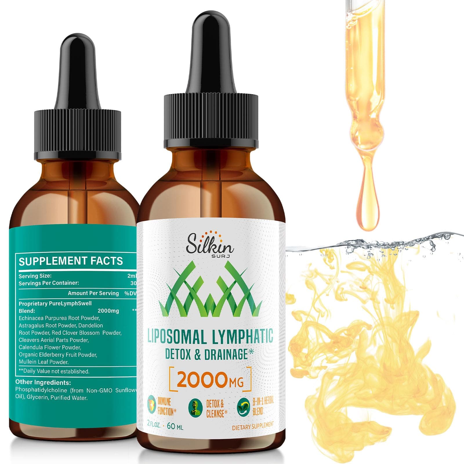 Lymphatic Support - Lymphatic Detox Drops - Immune Support - Lymphedema Relief - Herbal Detox Formula - Echinacea & Dandelion