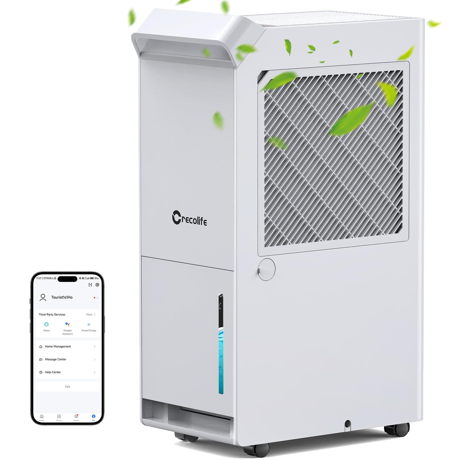 Electric Dehumidifier 20 L/24 Hours for 40 m² with Digital Display, 24H Timer, 3 Operating Modes, Tumble Drying, Against Moisture, Mould, for Large and Medium Rooms