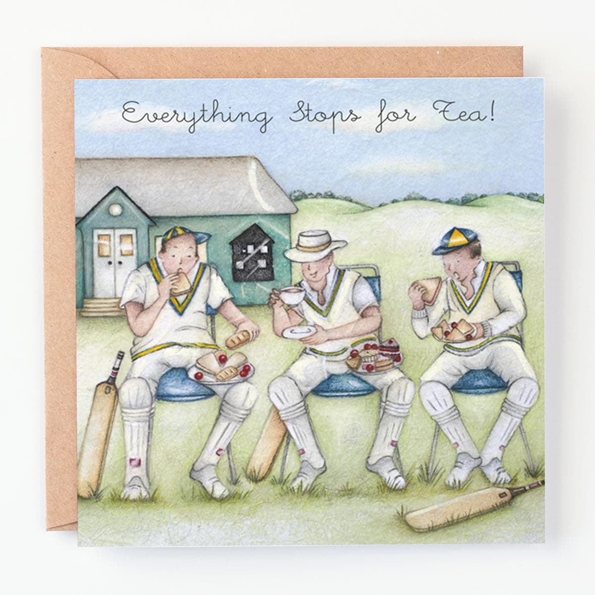 Cricket Birthday Card - Everything Stops for Tea! - Berni Parker