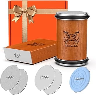 Rolling Knife Sharpener, Kitchen knife Sharpener Magnetic Diamond Grinding Discs Roller Design, Knife Sharpening Kit with 15° & 20° Magnetic Knife Holder, Afilador de cuchillos Christmas Gifts