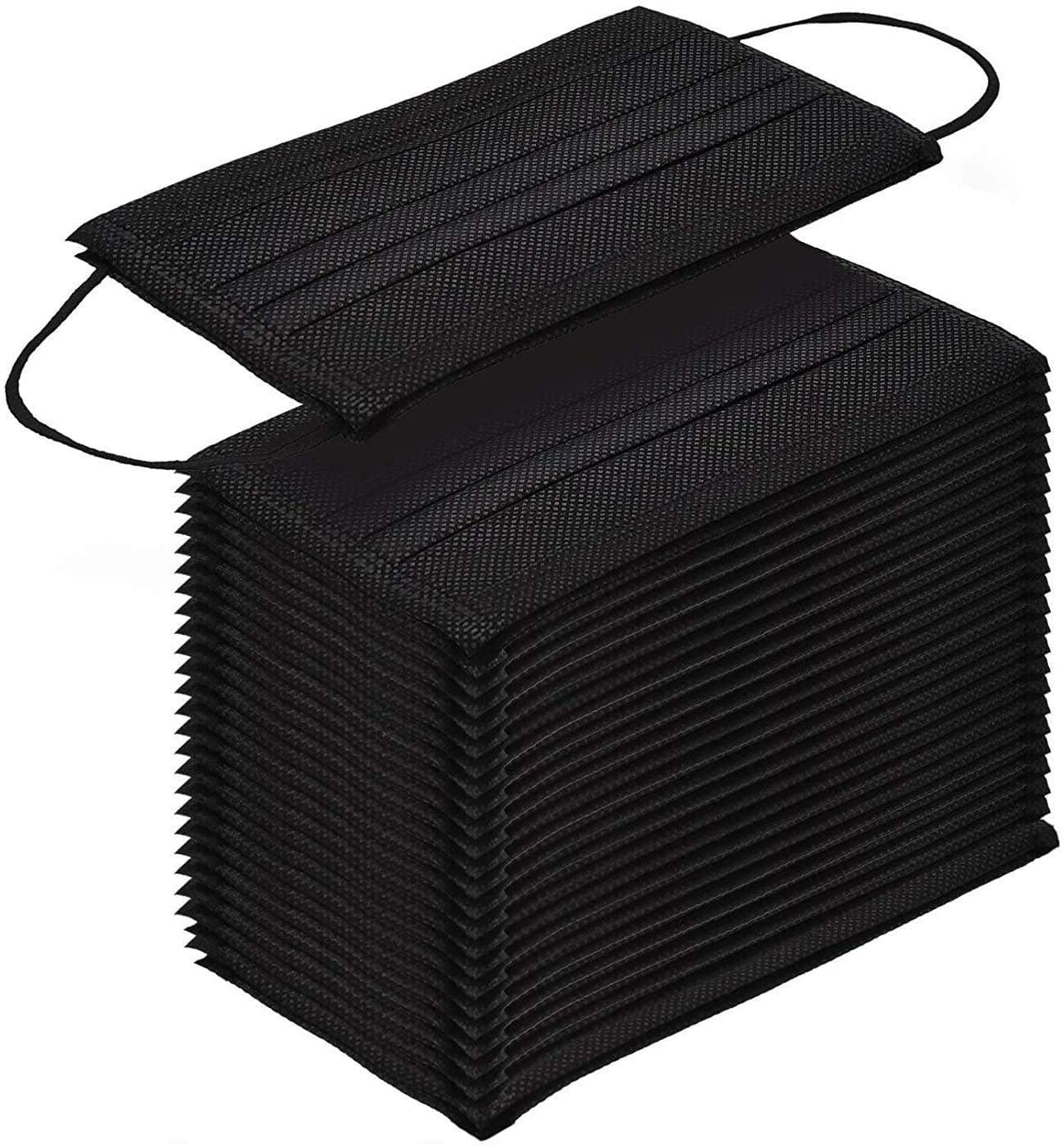 100 Pack Disposable Face Masks Black Mask Breathable Dust Filter Masks Mouth Cover Masks with Elastic Ear Loop