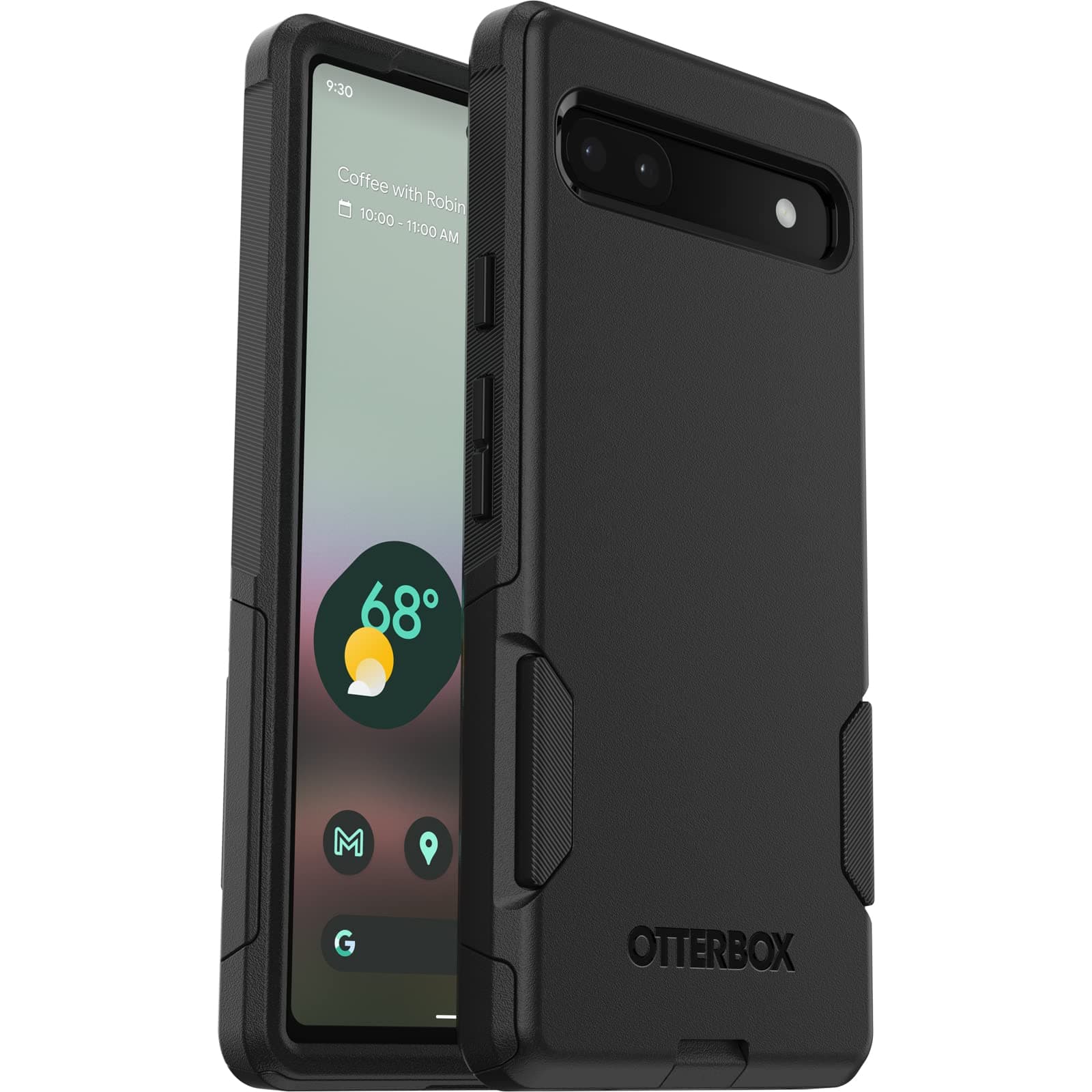 Google Pixel 6A Commuter Series Case - Black, Slim & Tough, Pocket-Friendly, with Port Protection
