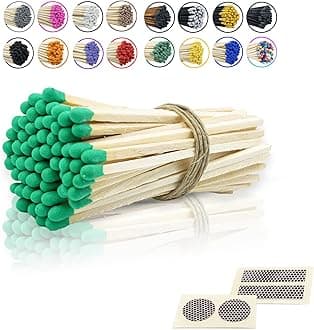4" Inch Long Wooden Refill Matchsticks with Strike Stickers - Safety Matches Wholesale Bulk Loose by Chandler Studio (50 Pieces, Light Green)