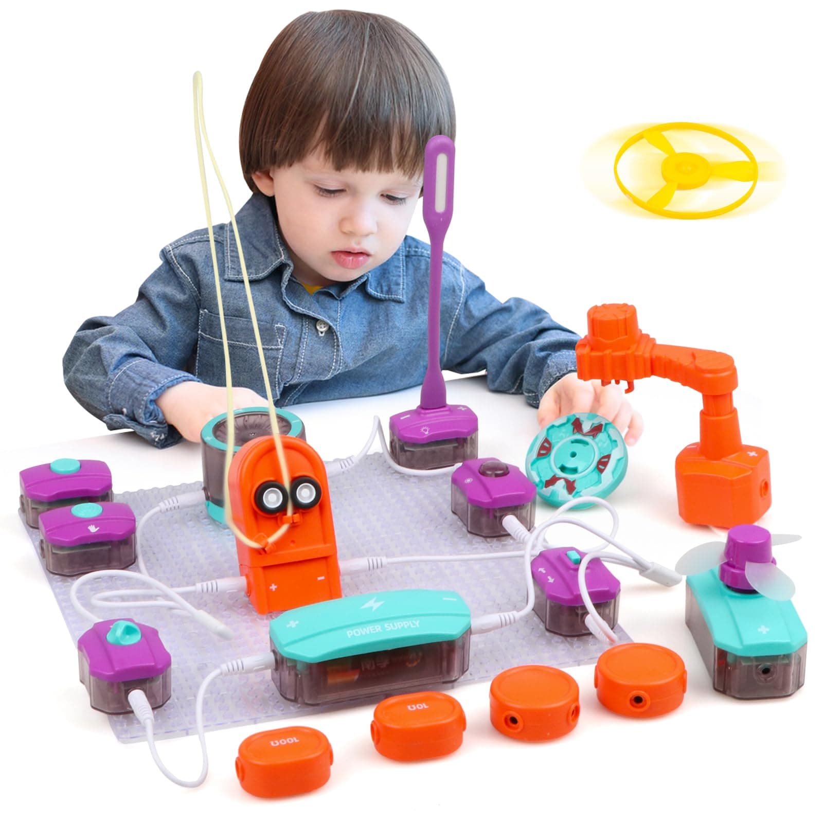 Jacootoys 71 Kinds of Gameplay Electronics Discovery Kit, Circuits Experiments Kit, Smart Electronics Block Kit,Educational Science Kits Toy,Great DIY Building Blocks Electric Circuits Kits for Child