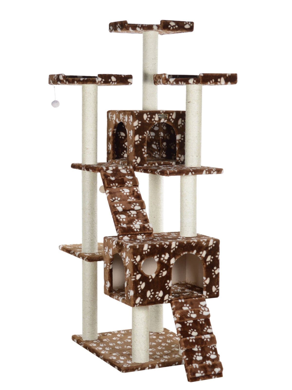 ARMARKAT 78" Classic Cat Tree in SaddleBrown W/White Paw Print AC7401W