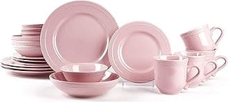 HomeVssPearl Dots Stoneware Dinnerware Set (20pc Set, Pink)