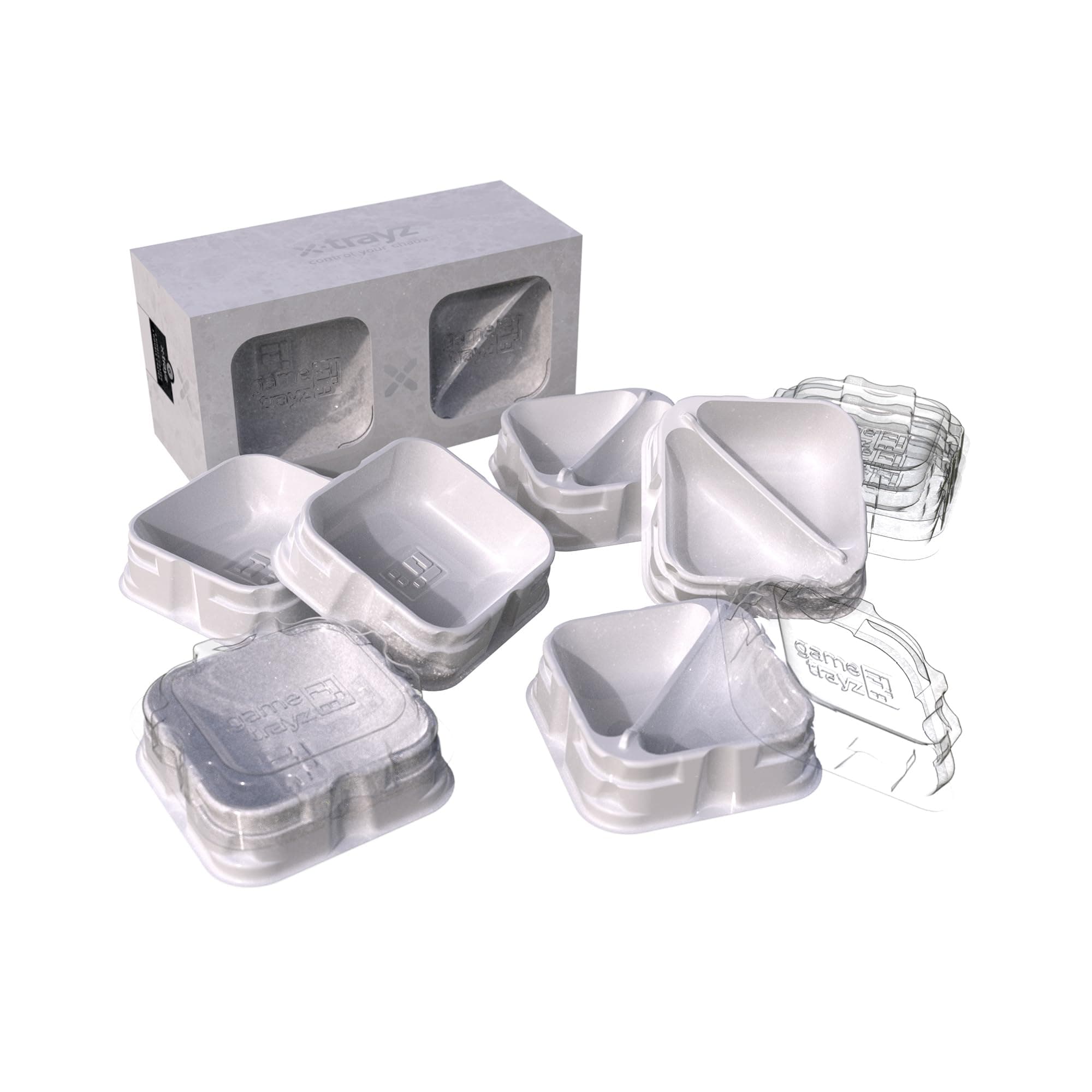 X-Trayz Game Storage Trays - Organize Your Board Games with Ease! Pack of 6 Storage Trays for Board Games, Convenient Storage Solution for Game Components, White Color, Made by Lucky Duck Games