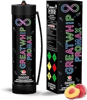 GreatWhip Peach Whipped Cream Charger 4.4L Nitrous Oxide N2O Tanks, 3000g Whip Cream Charger Cylinder, 1 Cylinder