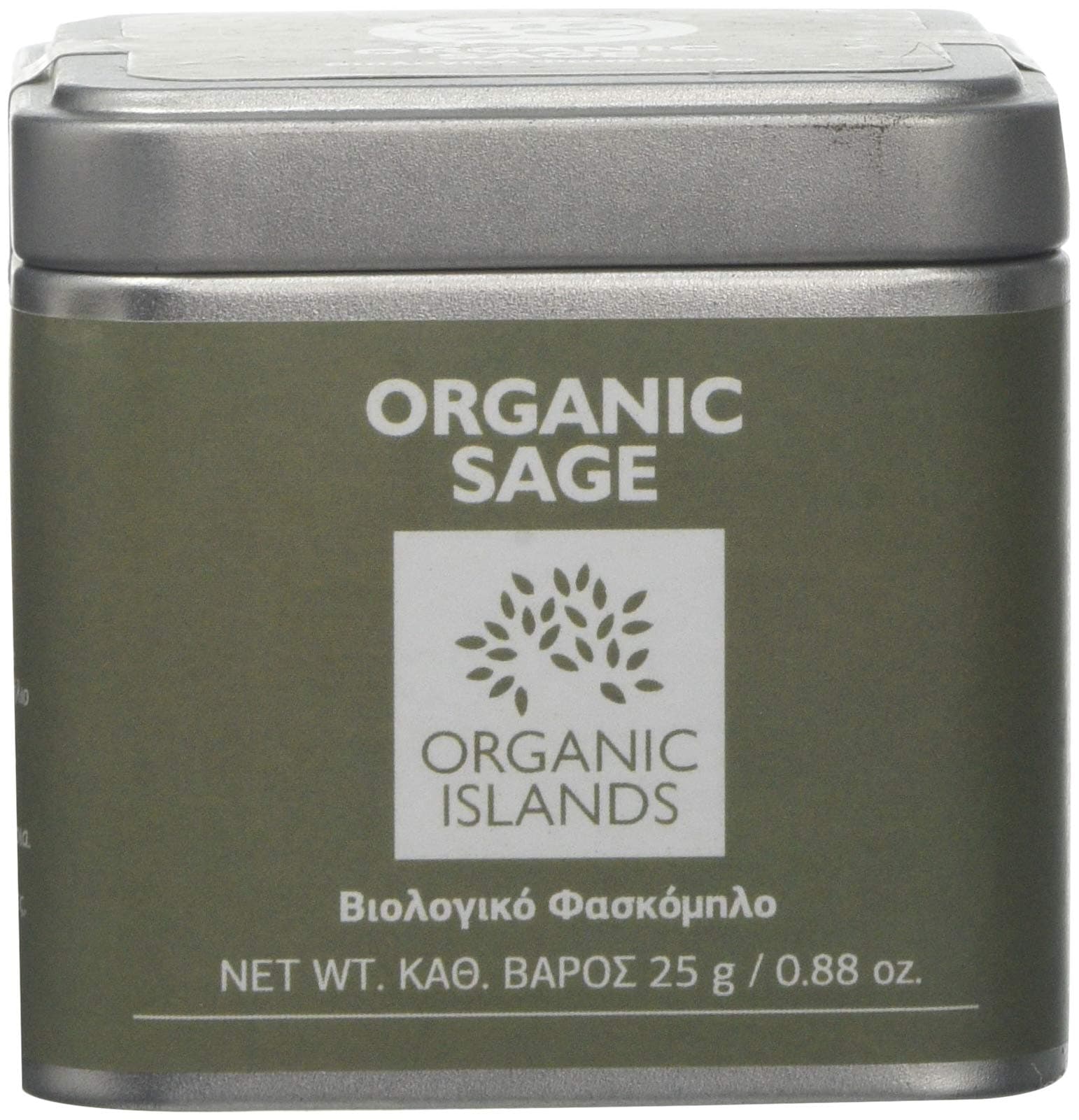Organic Islands Herbs Greek Sage Single Cube Tin, 25 g (Pack of 2)