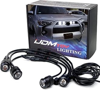 iJDMTOY 4pc Set 3W High Power LED Grille Mesh Mount Lighting Kit Compatible with Toyota FJ Cruiser 4Runner Tacoma etc., 6000K Xenon Projector Lens Spot Beam LED Lights