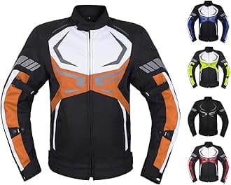 ALPHA CYCLE GEARMOTORCYCLE JACKET MENS CE ARMORED BIKERS RIDING RACING WATERPROOF ALL SEASON JACKET (ORANGE, MEDIUM)