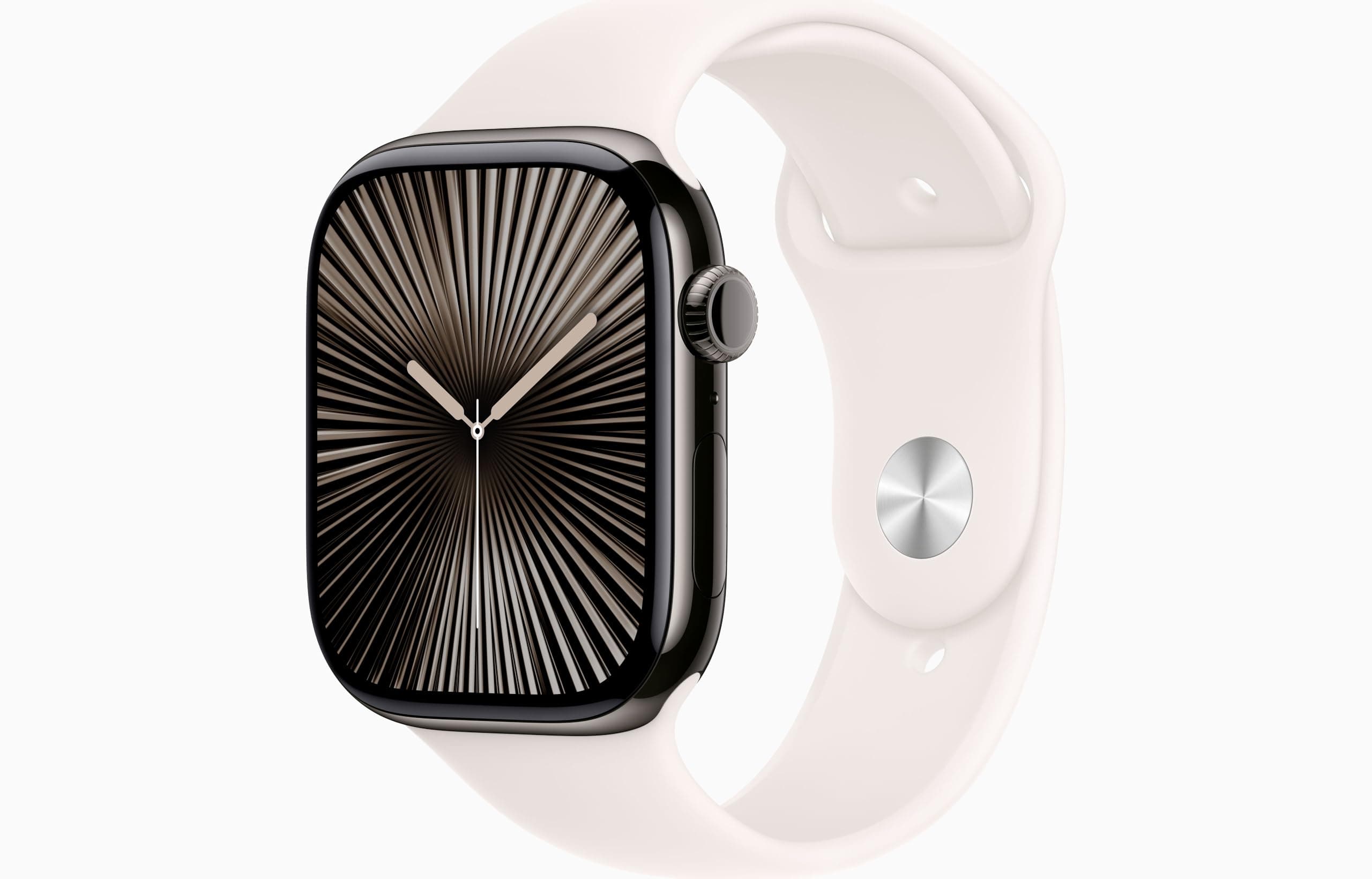 Apple Watch Series 10 [GPS + Cellular, 42mm] - Slate Titanium Case with Light Blush Sport Band, M/L (Renewed)