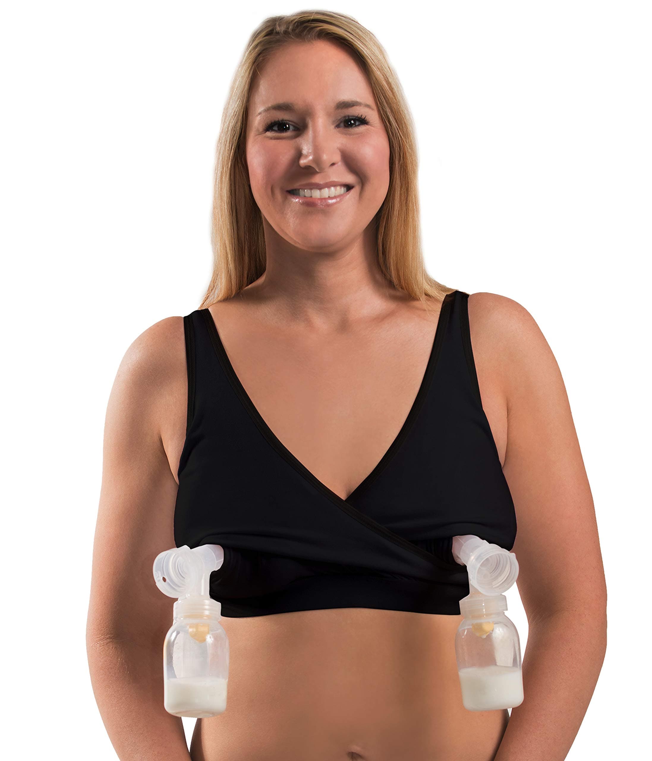 Rumina Relaxed Nursing Bra with a Built-in Hands-Free Pumping Bra - M Off-Black