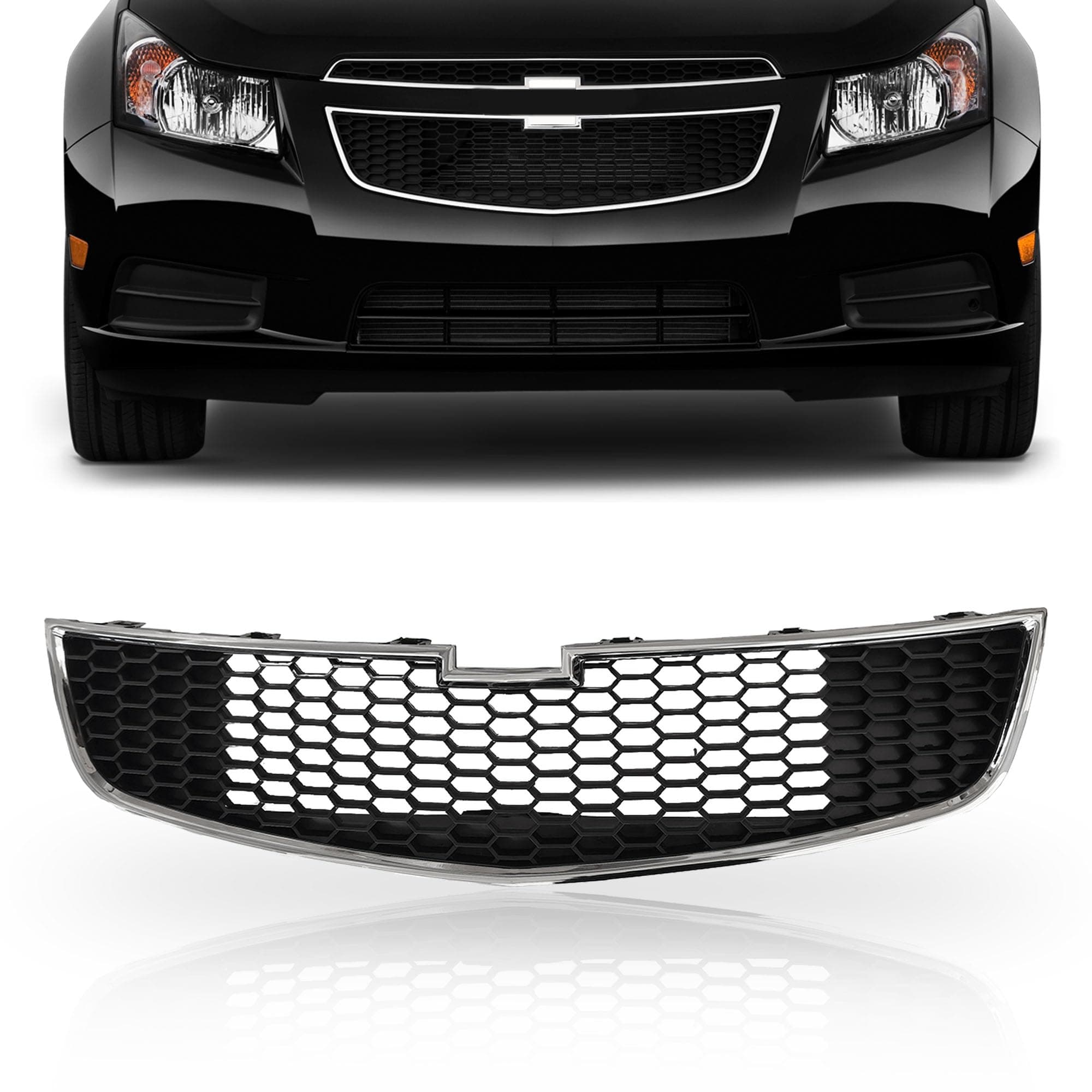 PartsFlow Front Bumper Grille Lower Black Grill With Chrome Trim For 2011 2012 2013 2014 Chevrolet Chevy Cruze GM1200624 95225615