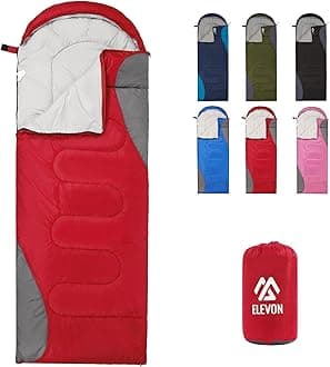 Elevon Sleeping Bag for Adults Teens Kids Cold Warm Weather, Portable Waterproof & Lightweight, Compact with Compression Sack, for 3-4 Seasons Camping, Backpacking, Hiking, Travel, Indoors Outdoors