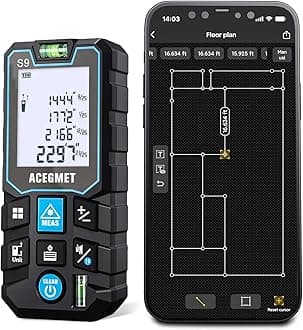 ACEGMET Laser Measure with Phone App, 229ft/70m Laser Measurement Tool with 2 Bubble Levels, LCD Backlit Display, IP54 Waterproof, Pythagorean Mode for Distance, Area, Volume