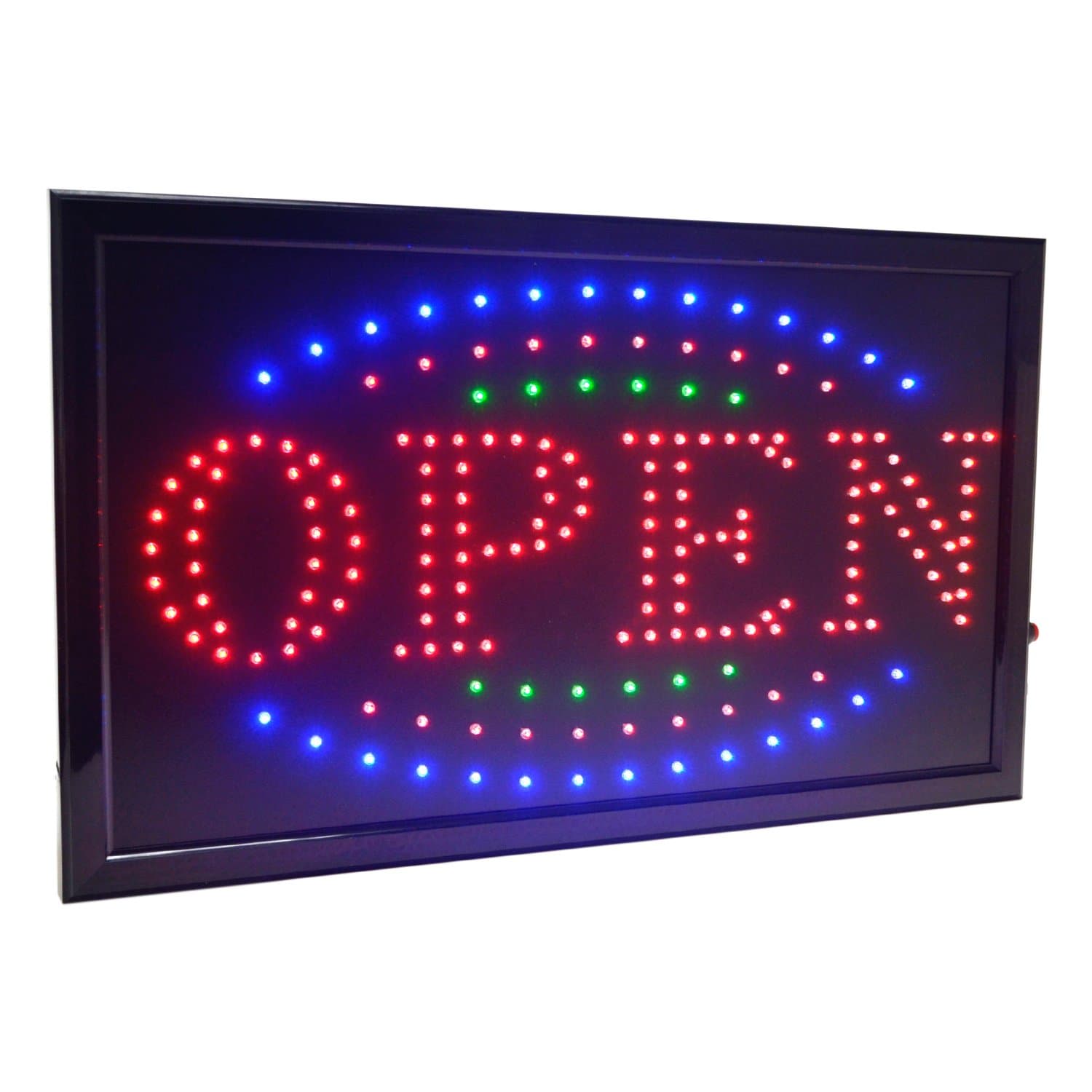 21.5"x13" Large High Visible LED Light Business Open Sign with Chain On/Off Button Motion Control (3 Color)