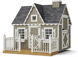 6x8 Victorian Playhouse with Floor, Deck and Rail, Outdoor Wood Do-It-Yourself Kit
